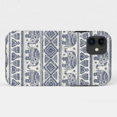 Coques Case-Mate iPhone Motif d'éléphant ethnique bleu (Dos (Horizontal))