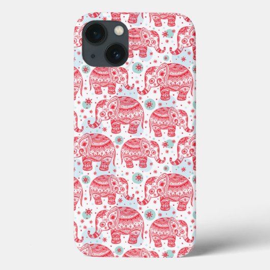 Coques Case-Mate iPhone Motif d'éléphant ethnique rouge (Verso)