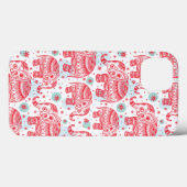 Coques Case-Mate iPhone Motif d'éléphant ethnique rouge (Verso (horizontal))