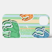 Coques Case-Mate iPhone Motif d'éléphant sur les rayures vertes (Verso (horizontal))