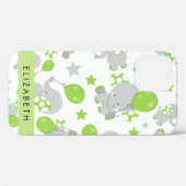 Coques Case-Mate iPhone Motif D'Eléphants, Eléphants Mignons, Votre Nom (Verso (horizontal))