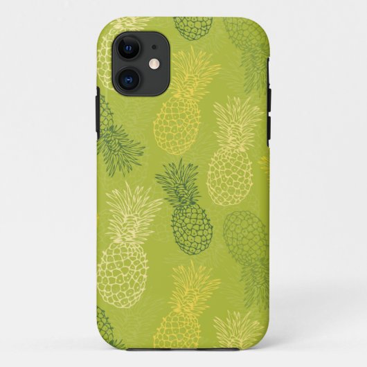Coques Case-Mate iPhone Motif d'ensemble d'ananas sur le vert (Dos)