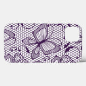 Coques Case-Mate iPhone Motif dentelle avec papillons (Verso (horizontal))