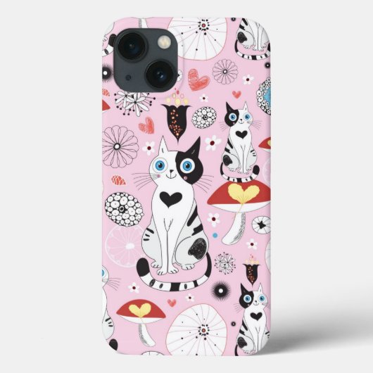Coques Case-Mate iPhone motif des chats et des fleurs (Verso)