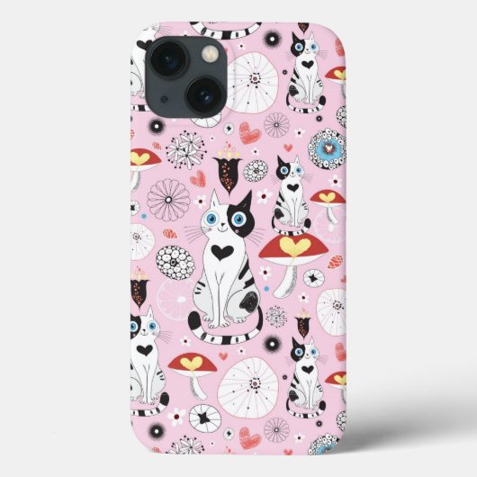 Coques Case-Mate iPhone motif des chats et des fleurs (Verso)