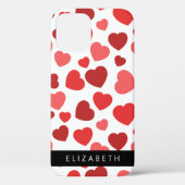 Coques Case-Mate iPhone Motif Des Coeurs, Coeurs Rouges, Votre Nom (Verso)