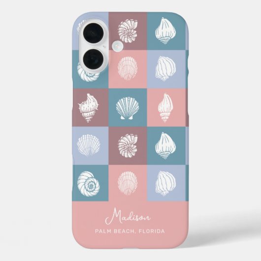 Coques Case-Mate iPhone Motif des coquillages de nom et d'emplacement pers (Verso)