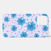 Coques Case-Mate iPhone Motif des fleurs bleues douces (Verso (horizontal))