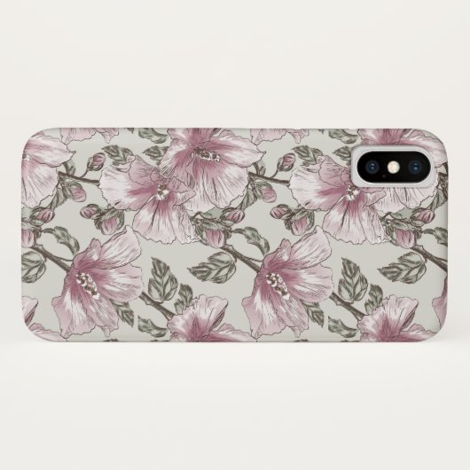 Coques Case-Mate iPhone Motif des fleurs d'hibiscus roses rousses (Dos (Horizontal))
