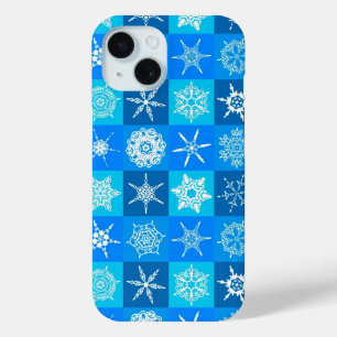 Coque Pour iPhone 15 Motif des flocons bleus