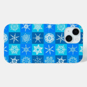 Coques Case-Mate iPhone Motif des flocons bleus (Verso (horizontal))