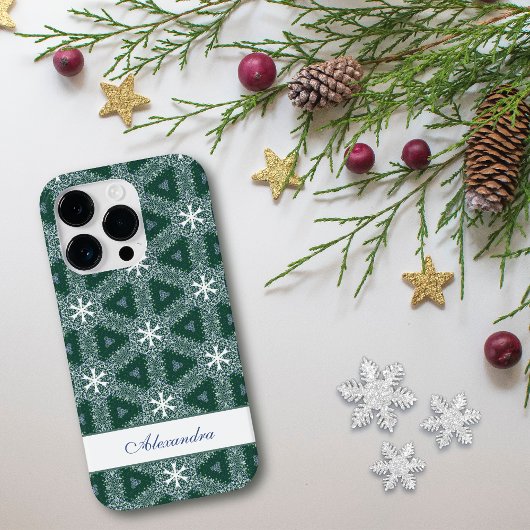 Coques Case-Mate iPhone Motif des flocons de neige de Noël Personnalisé