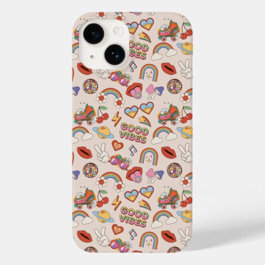 Coques Case-Mate iPhone Motif des icônes hippie (Verso)