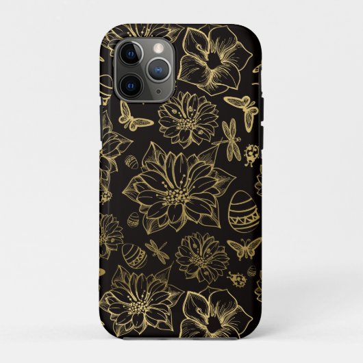Coques Case-Mate iPhone Motif des papillons aux fleurs d'or (Dos)