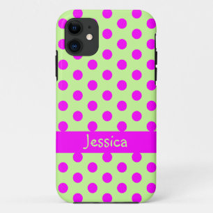 Coques Pour iPhone Motif des Pois roses vertes Nom de fille