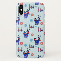 Motif des rennes, des arbres de Noël et des flocon