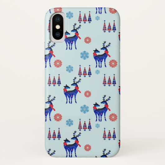 Coques Case-Mate iPhone Motif des rennes, des arbres de Noël et des flocon (Dos)