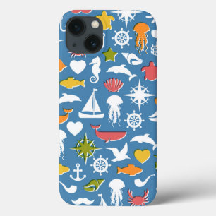 iPhone 13 Coque Motif des symboles marins