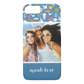 Coques Pour iPhone Motif des symboles marins | Votre photo et votre n