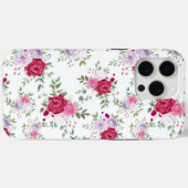 Coques Case-Mate iPhone Motif design aux fleurs rose et rouge (Verso (horizontal))