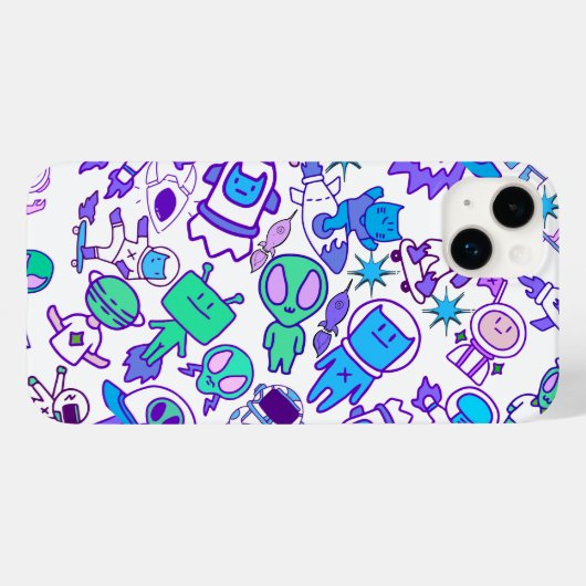 Coques Case-Mate iPhone Motif d'espace rétro (Verso (horizontal))