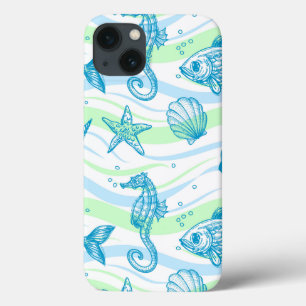 iPhone 13 Case Motif d'esquisse marine