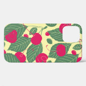 Coques Case-Mate iPhone Motif d'été de couleur vive avec cerises. Grappe (Verso (horizontal))