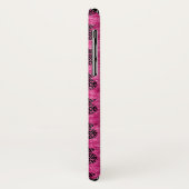Coques Case-Mate iPhone Motif d'été tropical à ananas rose chaud et noir (Dos/Gauche)