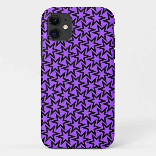 Coques Case-Mate iPhone Motif d'étoile géométrique violet et noir (Dos)