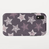 Coques Case-Mate iPhone motif d'étoiles de flocon de neige violet de Noël (Dos (Horizontal))