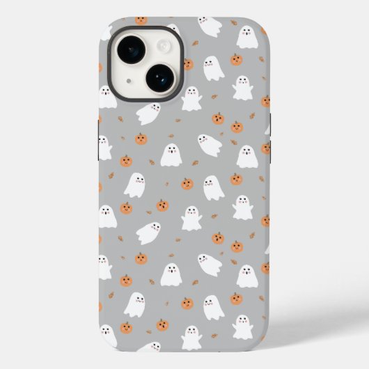 Coques Case-Mate iPhone Motif d'Halloween gris et gris Citrouille (Verso)