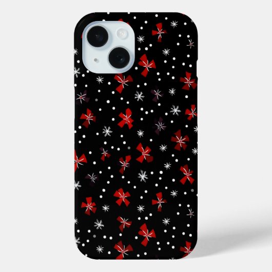 Coques Case-Mate iPhone Motif d'hiver de la Bow rouge (Verso)