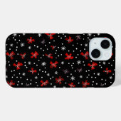 Coques Case-Mate iPhone Motif d'hiver de la Bow rouge (Verso (horizontal))