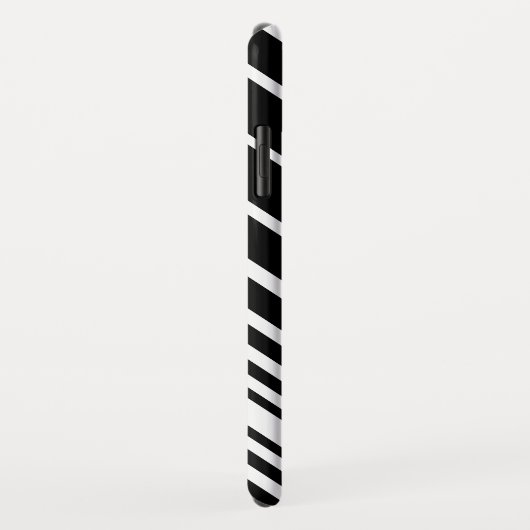 Coques Case-Mate iPhone Motif diagonal noir et blanc élégant de rayures (Dos/Droite)