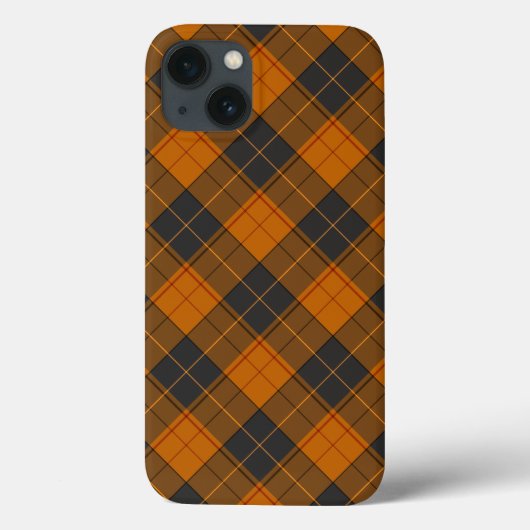 Coques Case-Mate iPhone Motif diagonal tartan simple en orange foncé (Verso)