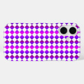 Coques Case-Mate iPhone Motif diamant à carreaux rose violet blanc (Verso (horizontal))