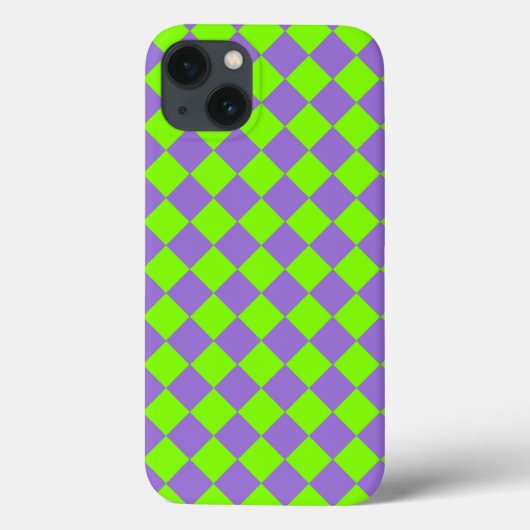 Coques Case-Mate iPhone Motif diamant à carreaux violet vert (Verso)