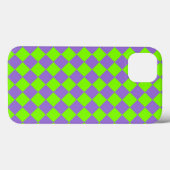 Coques Case-Mate iPhone Motif diamant à carreaux violet vert (Verso (horizontal))