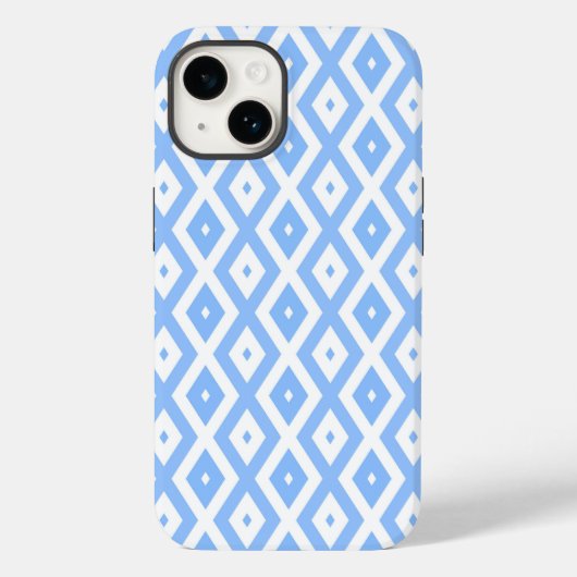 Coques Case-Mate iPhone Motif diamant bleu et blanc (Verso)