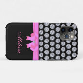 Coques Case-Mate iPhone Motif diamant chic & calligraphie de nom sur fond  (Dos (Horizontal))