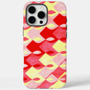 Coques iPhone 16 Pro Max Motif diamant géométrique rétro rouge, rose et jau