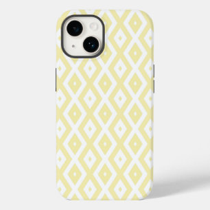 Coque Pour iPhone 14 Motif diamant jaune pâle et blanc