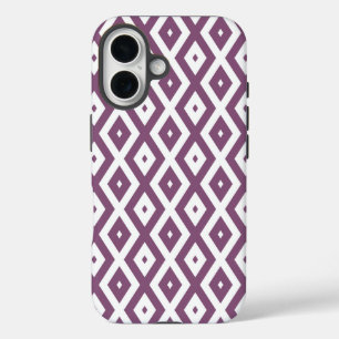 Coques iPhone 16 Motif diamant mauve et blanc