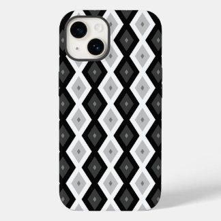 Coque Pour iPhone 14 Motif diamant noir, blanc et gris