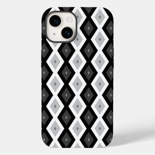 Coques Case-Mate iPhone Motif diamant noir, blanc et gris (Verso)