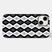 Coques Case-Mate iPhone Motif diamant noir, blanc et gris (Verso (horizontal))