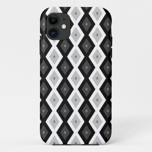 Coques Case-Mate iPhone Motif diamant noir, blanc et gris (Dos)