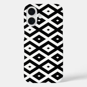 Coques iPhone 16 Motif diamant noir et blanc