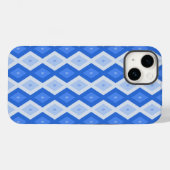 Coques Case-Mate iPhone Motif diamant nuances de bleu (Verso (horizontal))