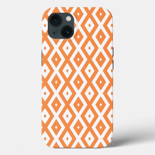 Coques Case-Mate iPhone Motif diamant orange et blanc Coque-Mate iPhone (Verso)